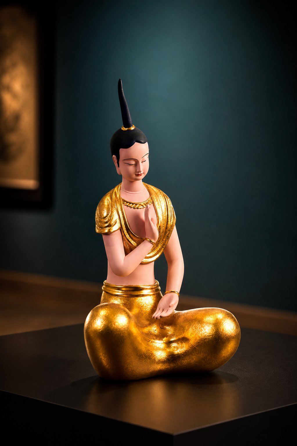 Tượng Văn Thù trong ánh sáng trưng bày